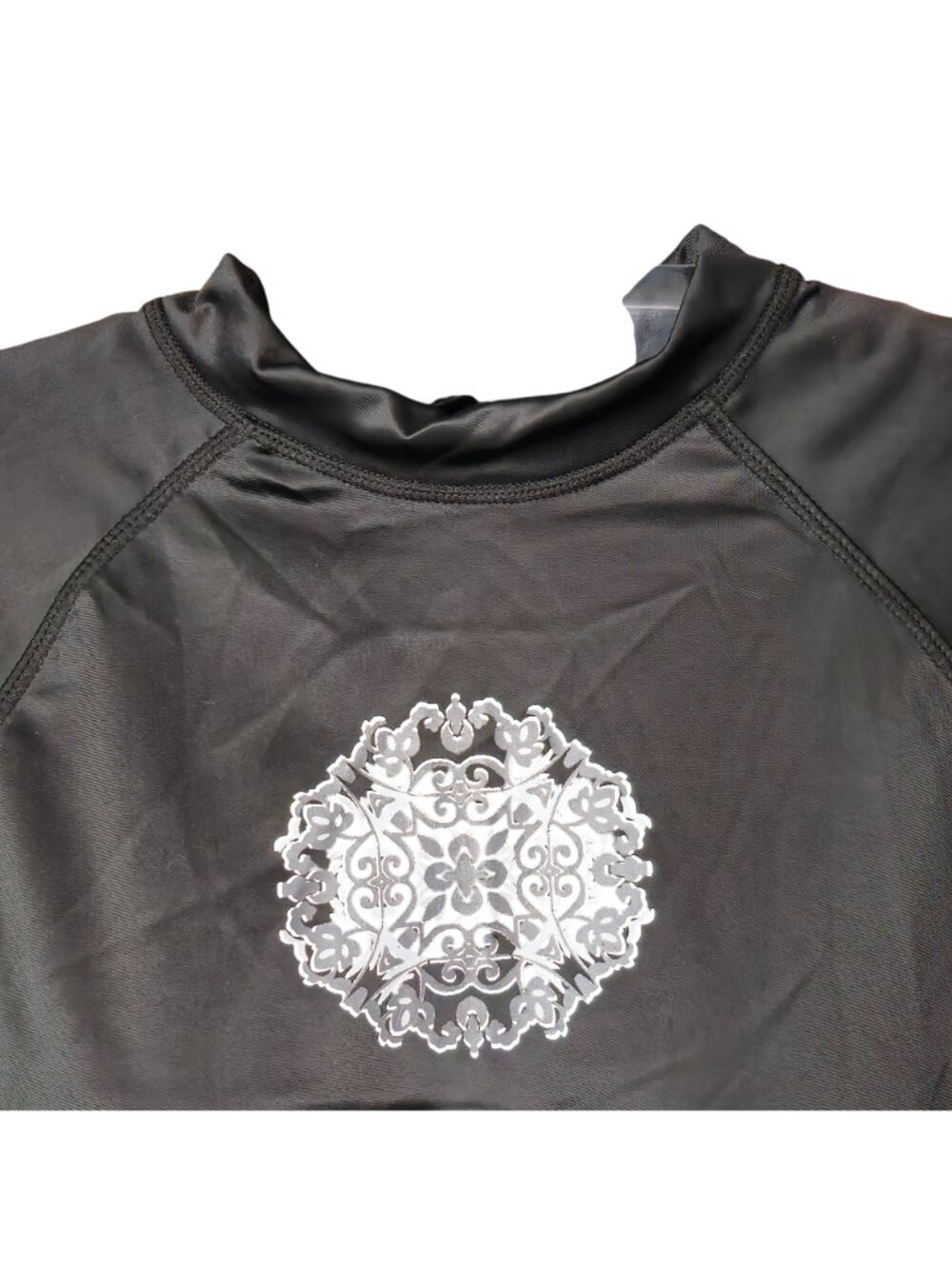 Womens Short Sleeve Rash Guard Shirt M Black UPF 50+ TOP ONLY - Picture 2 of 6